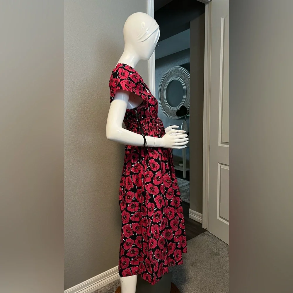 Kate Spade Poppy Toss Square-neck Midi Dress size S - Picture 4 of 11